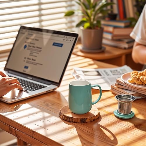 Miniatura 4 de Sweese - Taza de té de porcelana con infusor y tapa, 20 onzas