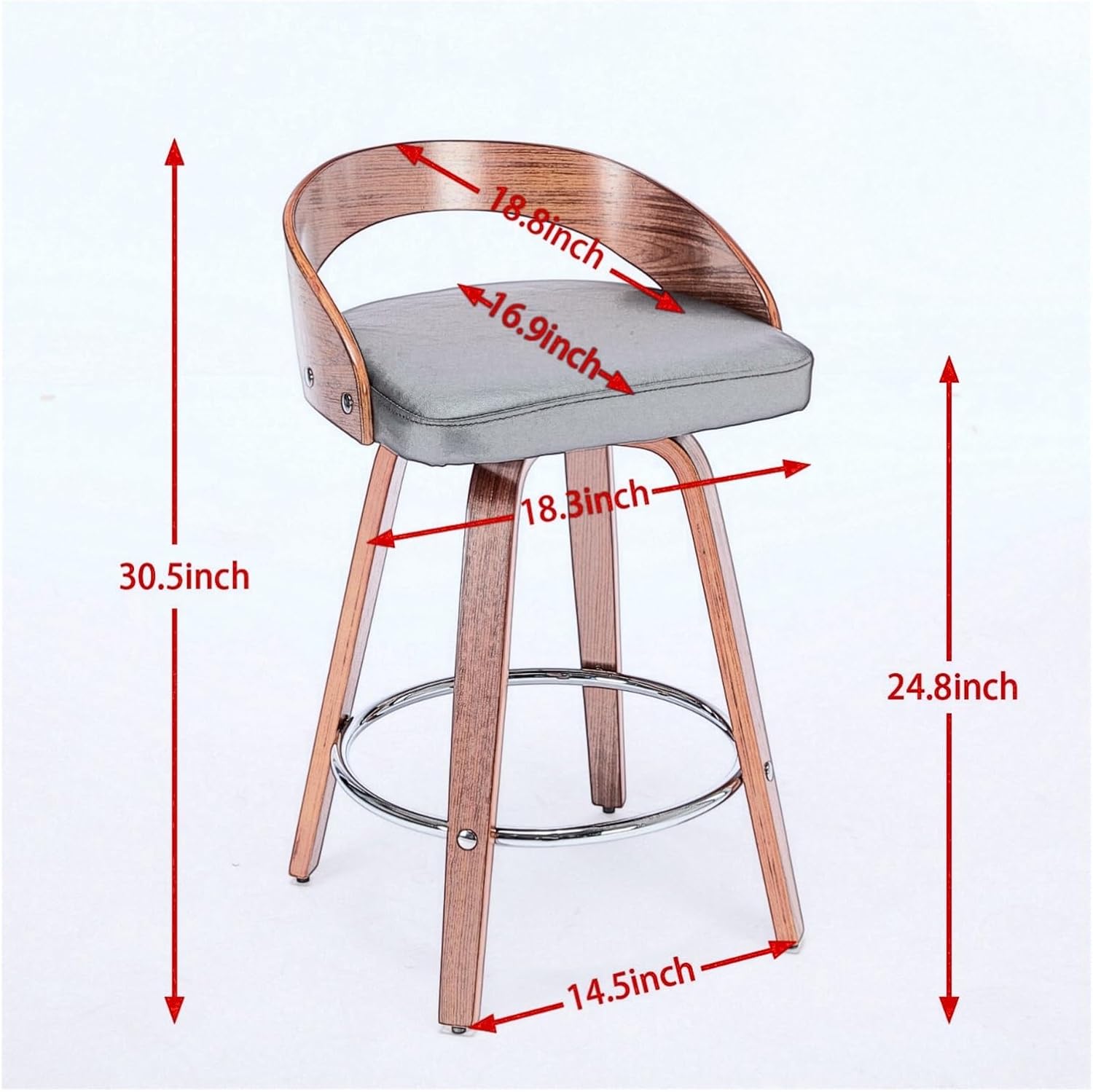 Bar Stools Set of 2, Swivel Bar Height Stools with Low Back, with Soft Cushion Seat, 25-Inch Seat Height,for The Kitchen