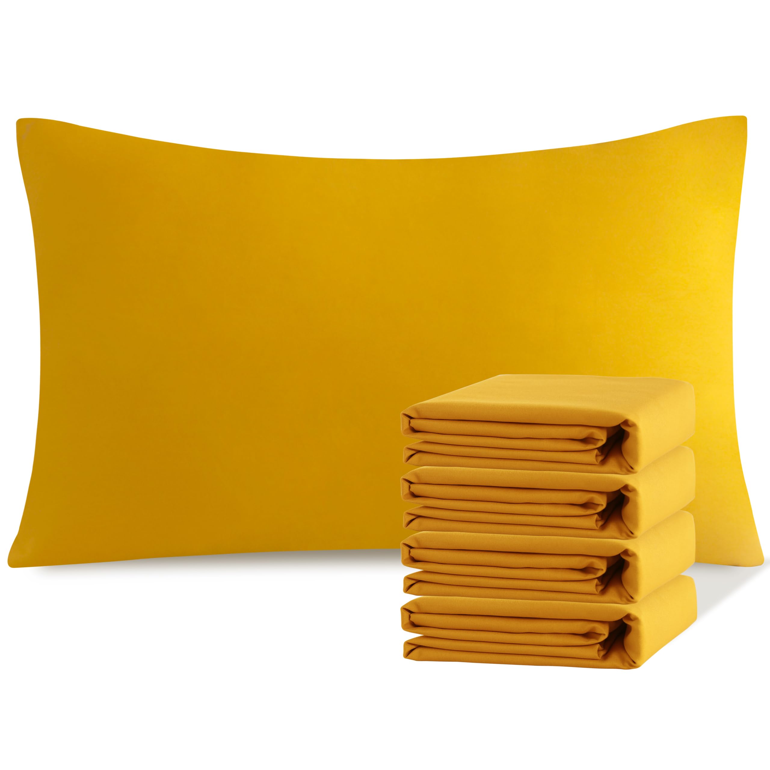 NTBAY Queen Microfiber Pillowcases, 4 Pack, 20 x 30, Ginger Yellow | Soft Brushed Microfiber with Envelope Closure, Set of 4 Queen 20 x 30 Inch Pillowcases, Pillow Inserts Not Included
