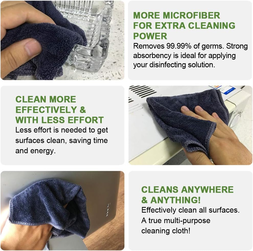 SURPRISE PIE Microfiber Cleaning Cloth Ultra Absorbent and Super Soft All-Purpose Clean Wash Clothes for House Kitchen Boat Car Window Cleaner (12"x12") Grey-6 Pack