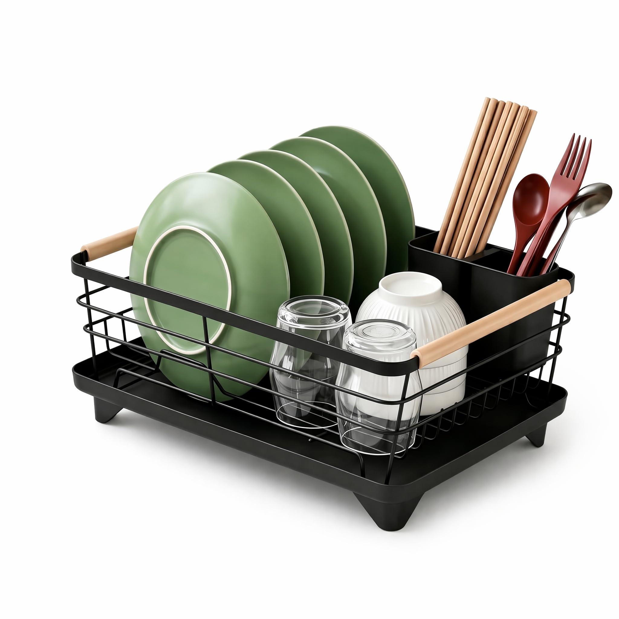 FAHAKO Black Dish Drainer,Dish Racks for Kitchen Counter