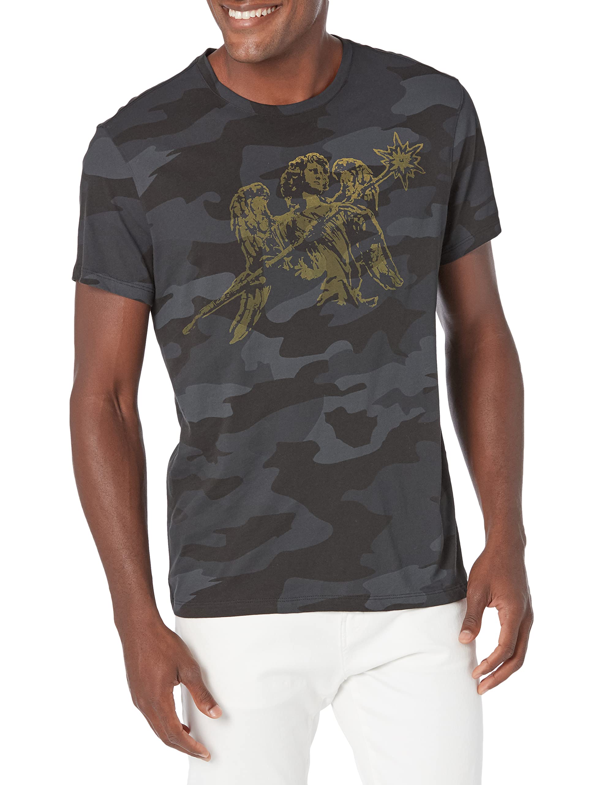 JOHN VARVATOS mens Ss Crew Tee - Angel Camo T-Shirt