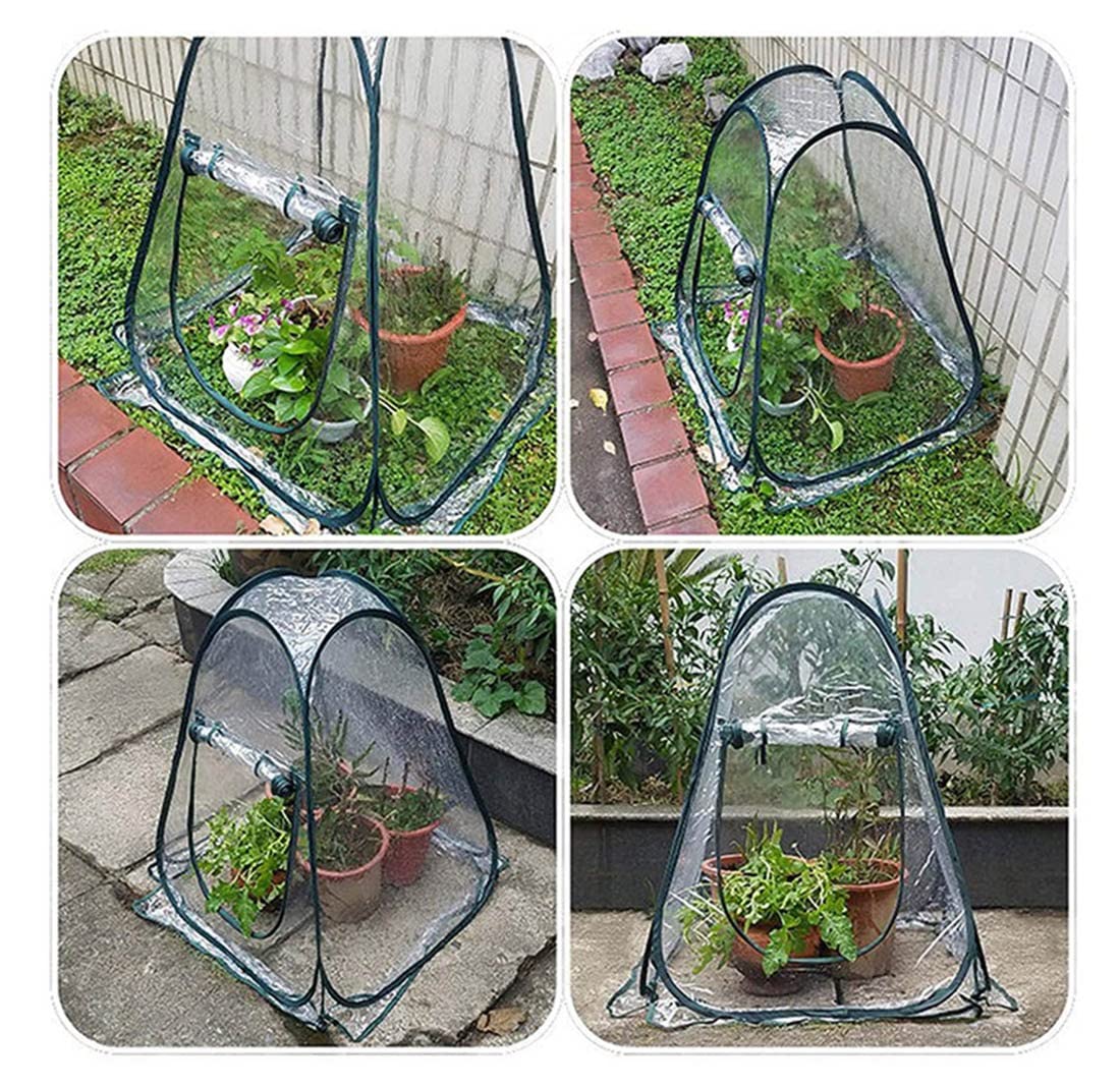 Mini Serra da Giardino Pieghevole, Piccola Copertura per Serra da Cortile in PVC per Interni, Copertura in plastica Trasparente, per piantine di floricoltura, 70 x 70 x 80 cm