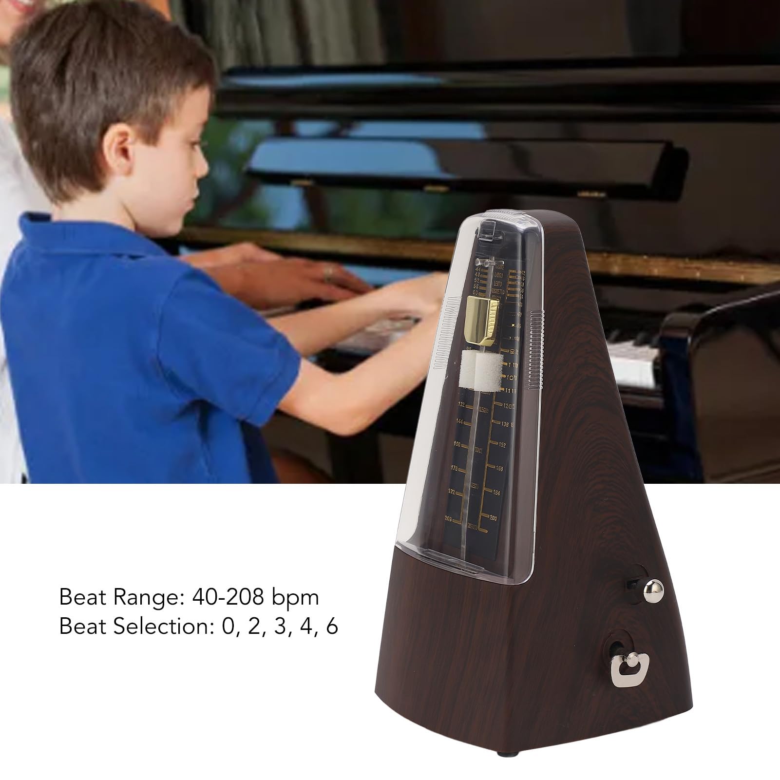 Mechanical Metronome Black Universal Metronome 40 To 208 Bpm Precise Rhythm Elegant Design Music Timer for Piano Guitar Violin Drums and Other Instruments Standard Loud Sound