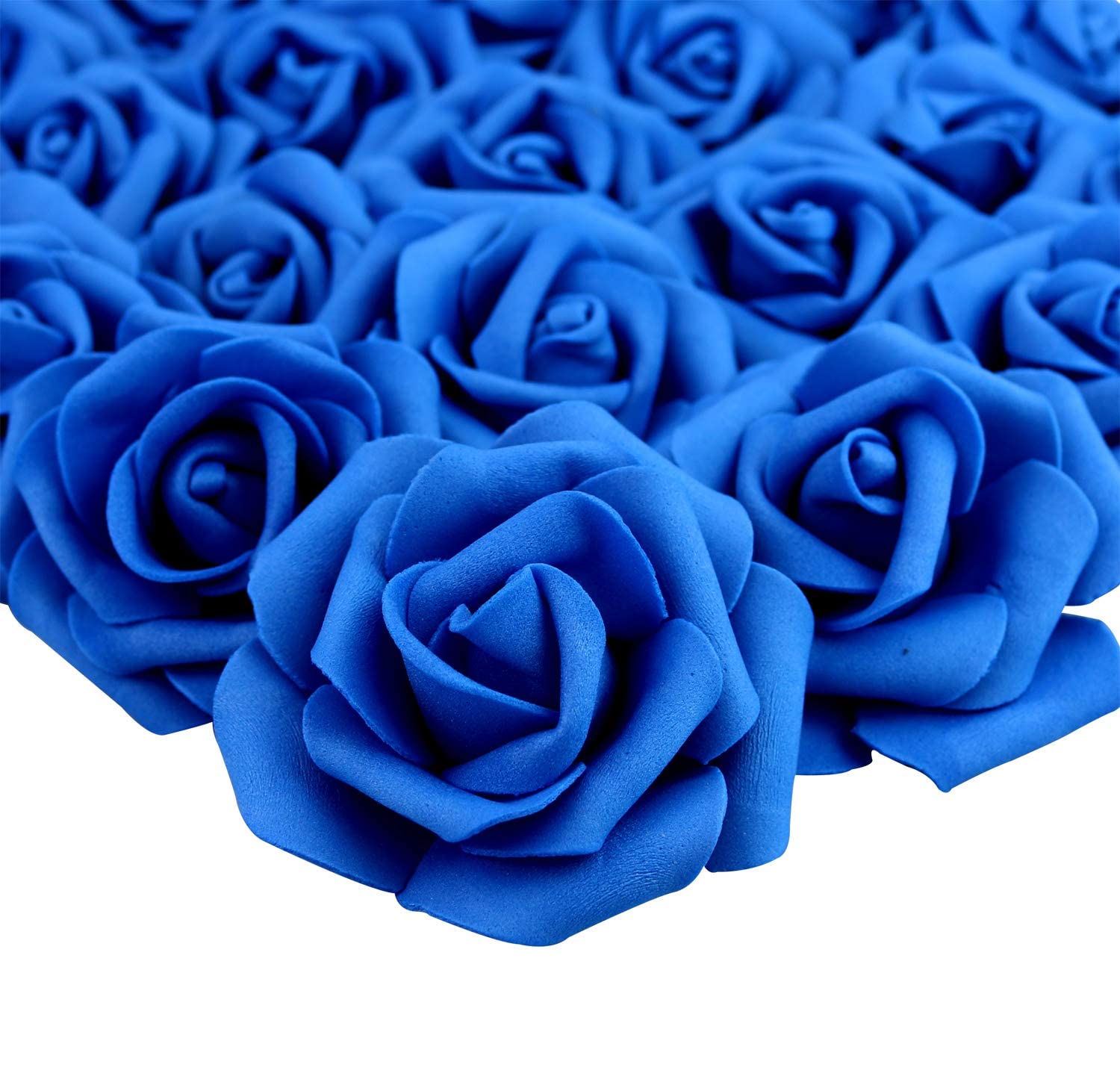 Lightingsky 7cm DIY Real Touch 3D Artificial Foam Rose Head Without Stem for Wedding Party Home Decoration (100pcs, Deep Blue)