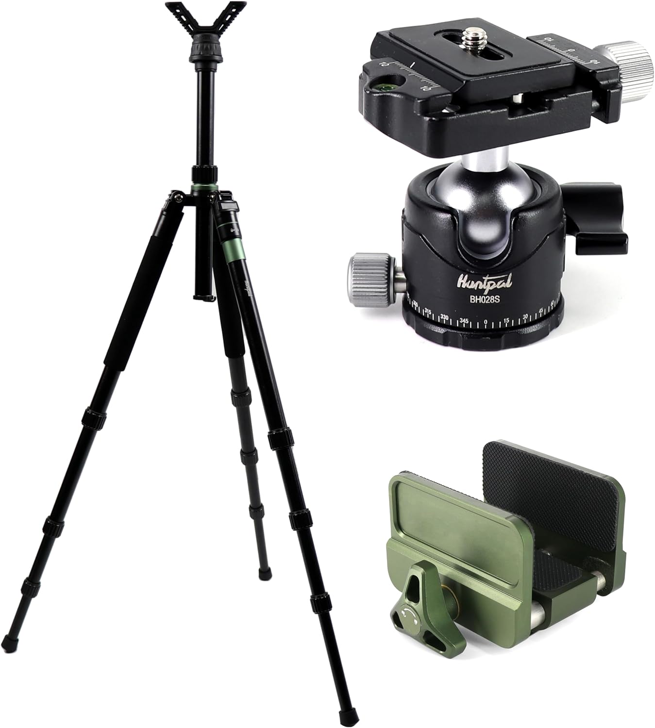 HUNTPAL 3-in-1 Hunting Tripod Stand Shooting Stick with Ball Head and Gun Clamp