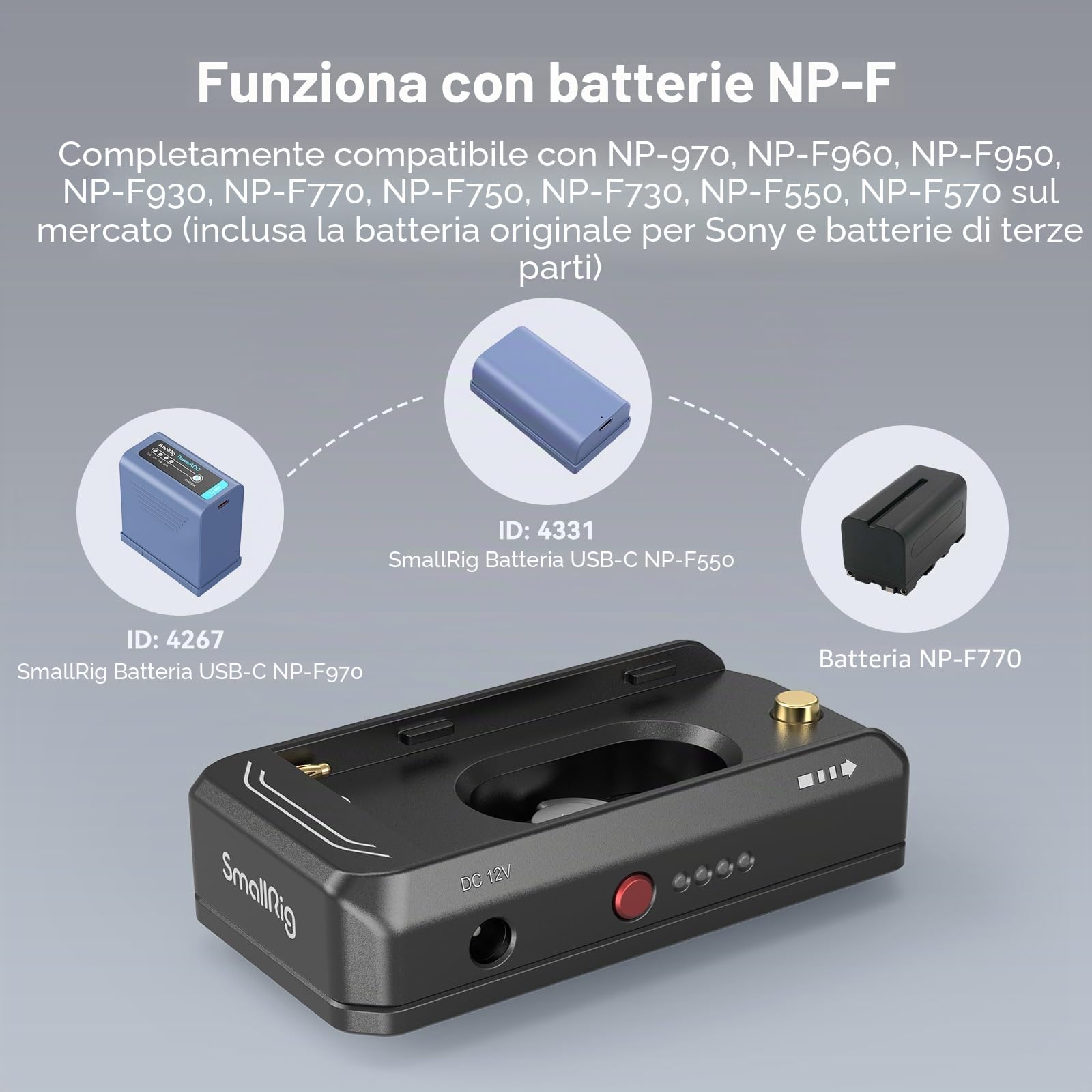 (Edizione Avanzata) SMALLRIG Piastra Adattatore Batteria NP-F (Lega di Alluminio), Professionale per BMPCC 4K e 6K e Altre Fotocamere Mirrorless - 3168B