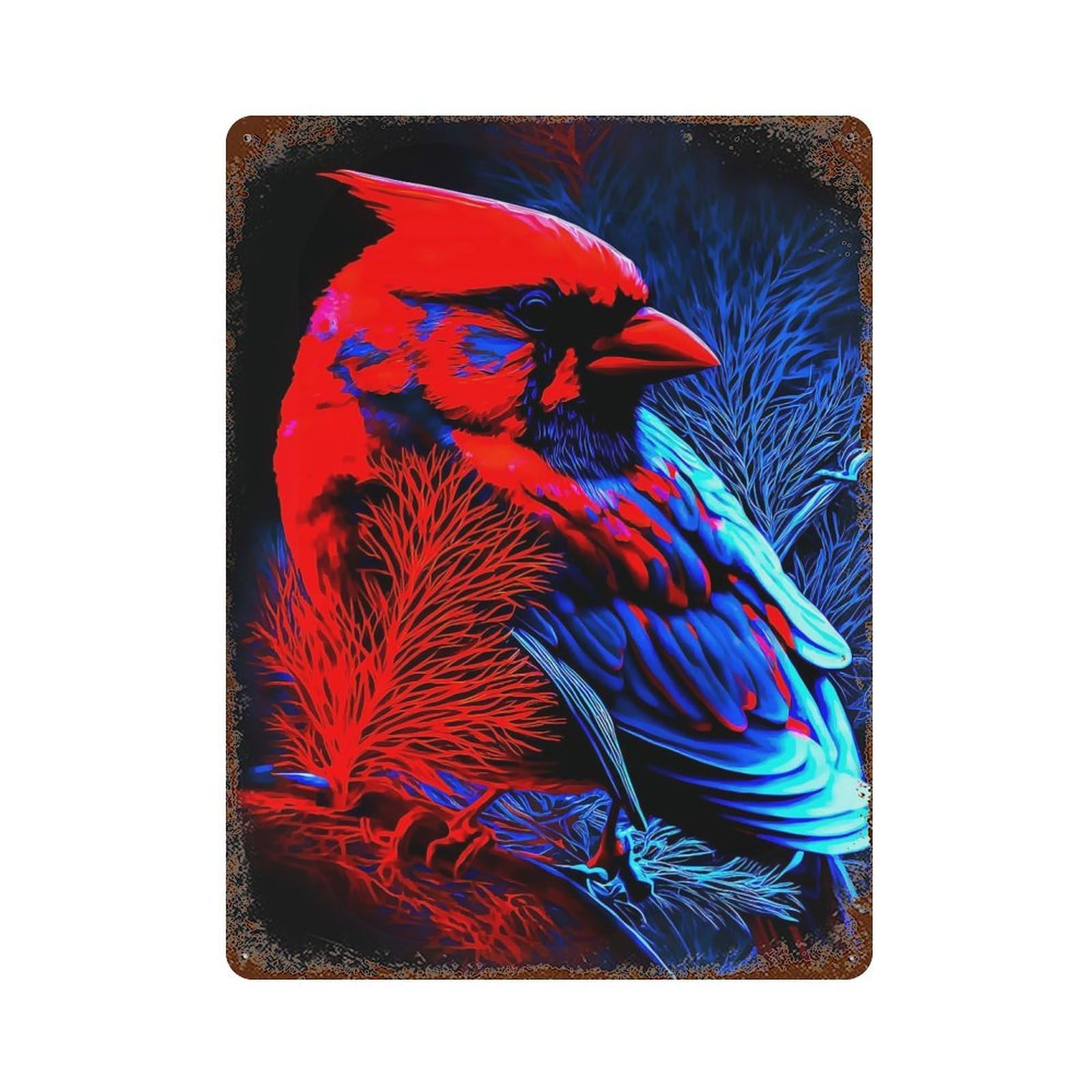 Rust Effect Cardinal Rustic Tin Plaque 15.7"x11.8", Classic Wall Plaque for Shed, Workshop And Garage Wall Decor