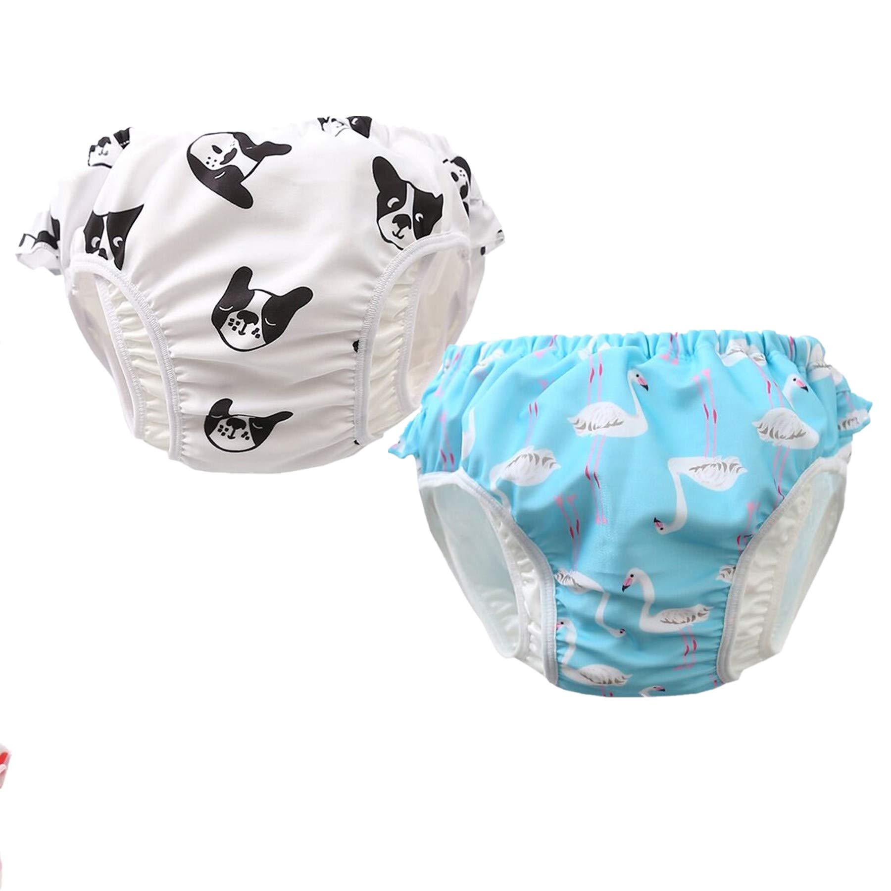 2 PC Baby Reusable Swim Diaper Leakproof Swimming Shorts Suitable for 15-36lbs Girls Shower Gifts & Swimming Lessons (Set 7, 2XL/22-28lb/1-2 Years)