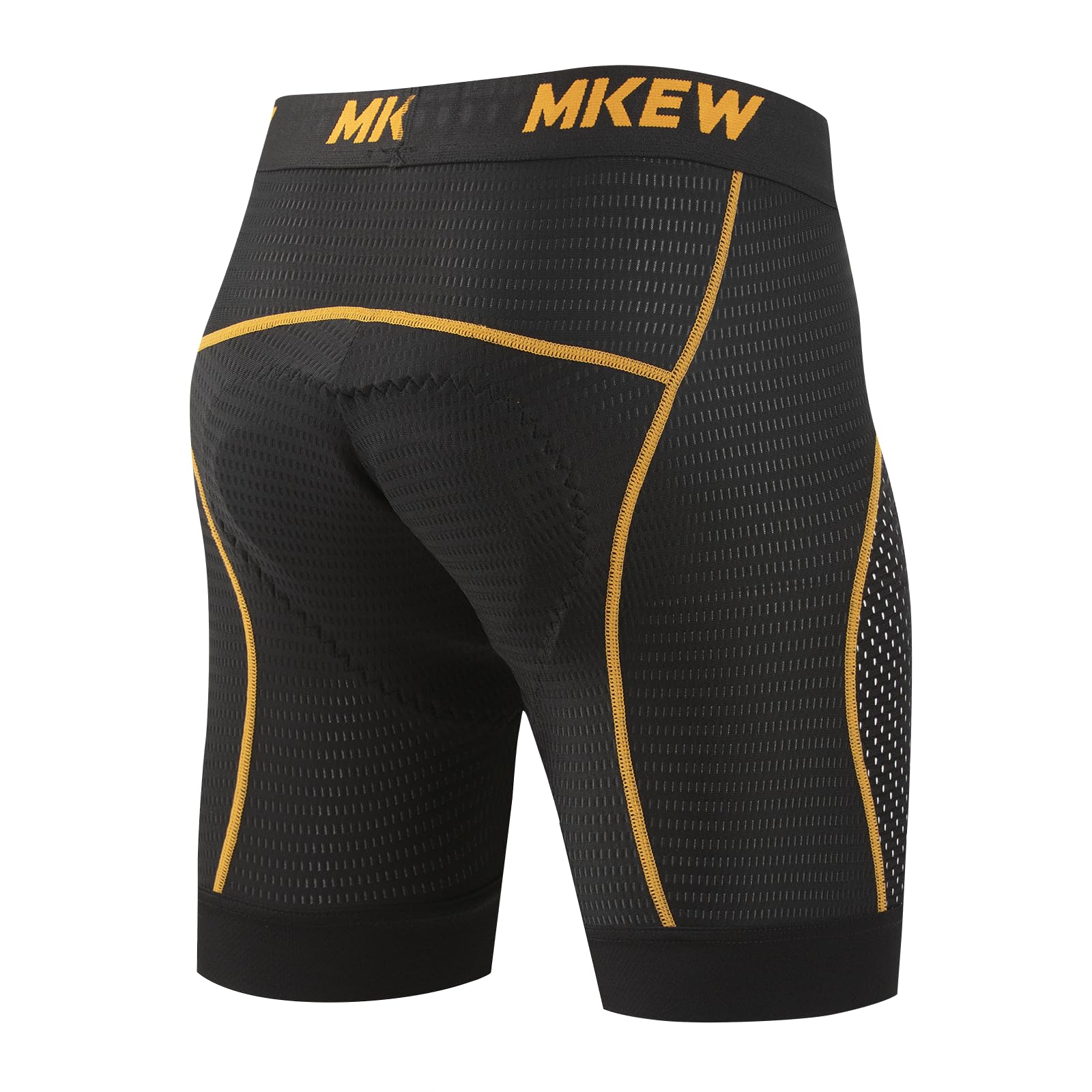 MKEW Men's High Density Sponge Padded Cycling Underwear Bike Shorts Underwear MTB Liner Road Biking Bicycle Clothes (US, Alpha (Alpha), XL, Regular, 1, Orange)