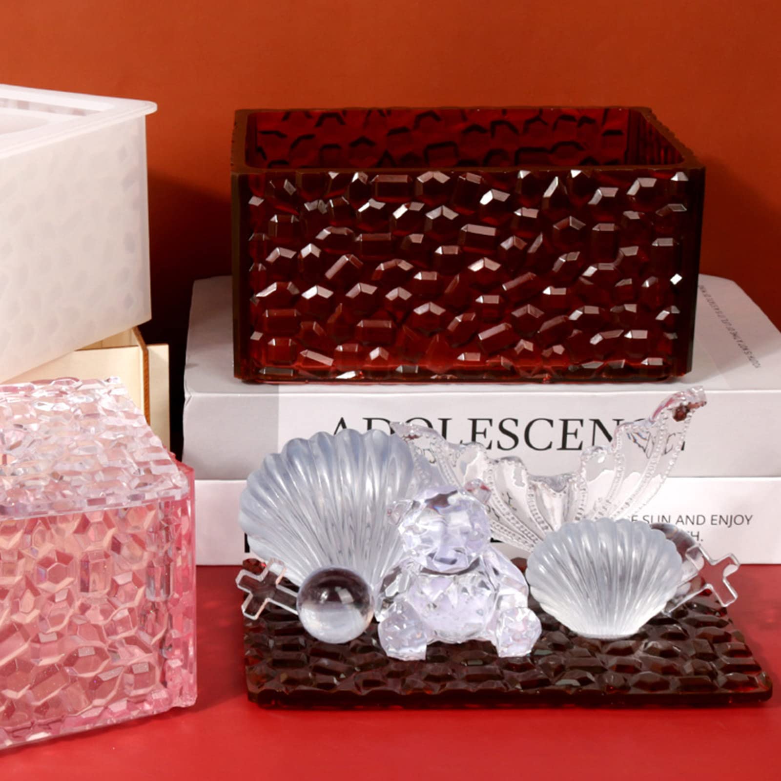 Harz Aufbewahrungsbox Formen, Silikonharz Box Formen, rechteckig, Epoxidguss für Schmuck, Trinket Behälter, Schmuckset, Silikon