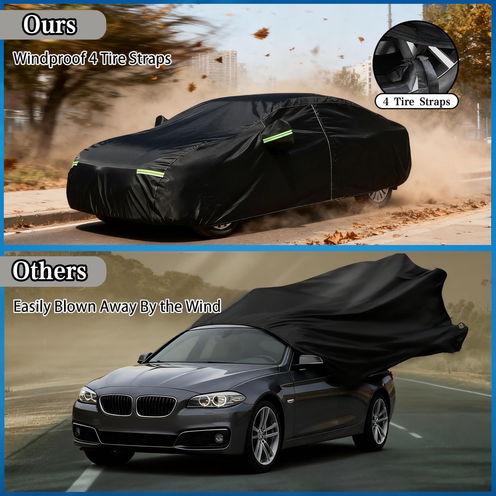 Sedan Car Cover Car Cover Waterproof All Weather for Automobiles Outdoor Full Car Covers Windproof Universal Fit for — view 5