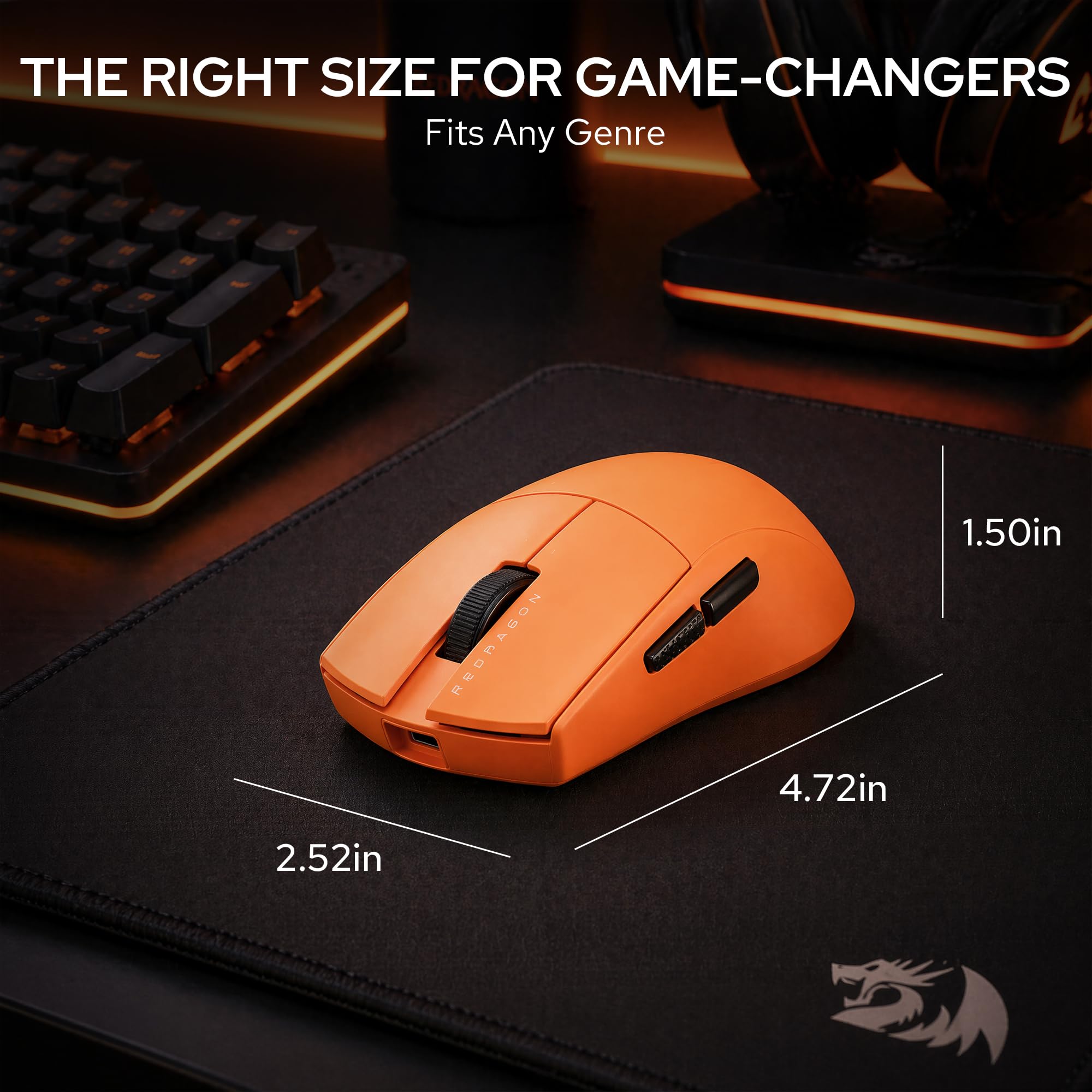 Redragon M916 ULT Ratón Gaming Inalámbrico 8K 54g Ultraligero 30000 dpi | Agarre Ergonómico Natural Botones Programables Alta Precisión Tasa de Sondeo 8K