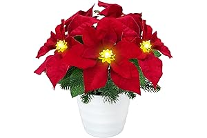 Christmas Artificial Poinsettias Pine Needle Potted Centerpiece