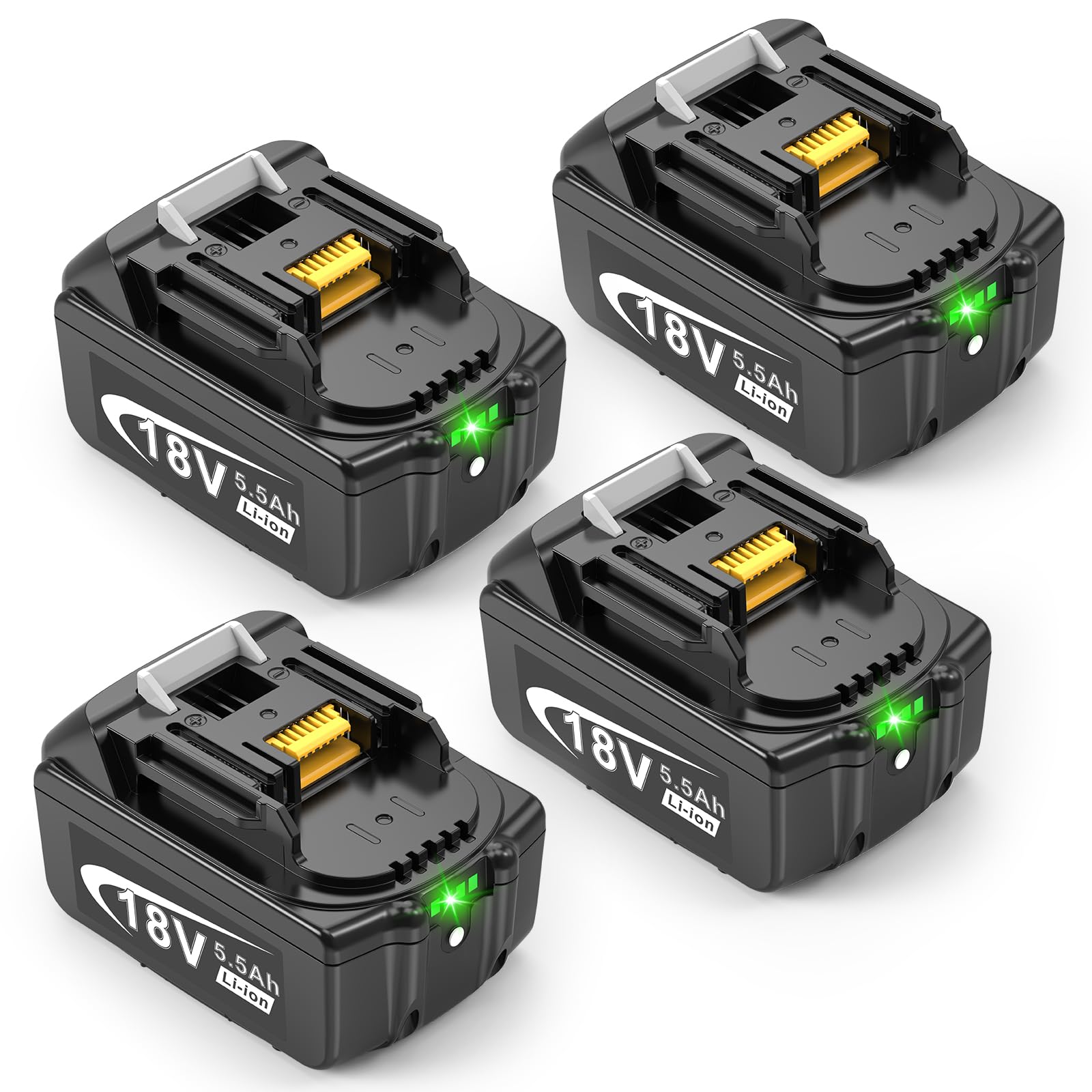 4 baterías de 5,5 Ah para Makita LXT, ASUNCELL 18 V DC18RC batería de repuesto para Makita compatible con Allen Makita 14,4 V-18 V baterías de iones de litio BL1815 BL1830 BL1850 BL1430