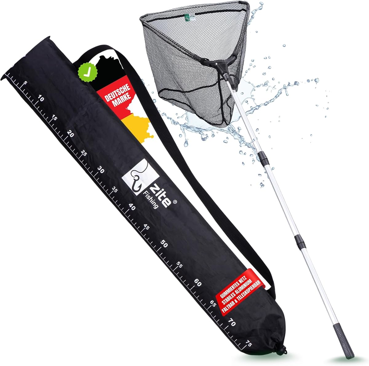 Zite Fishing Teleskop Kescher Angeln 160cm & 210cm I Kescher gummiert I
