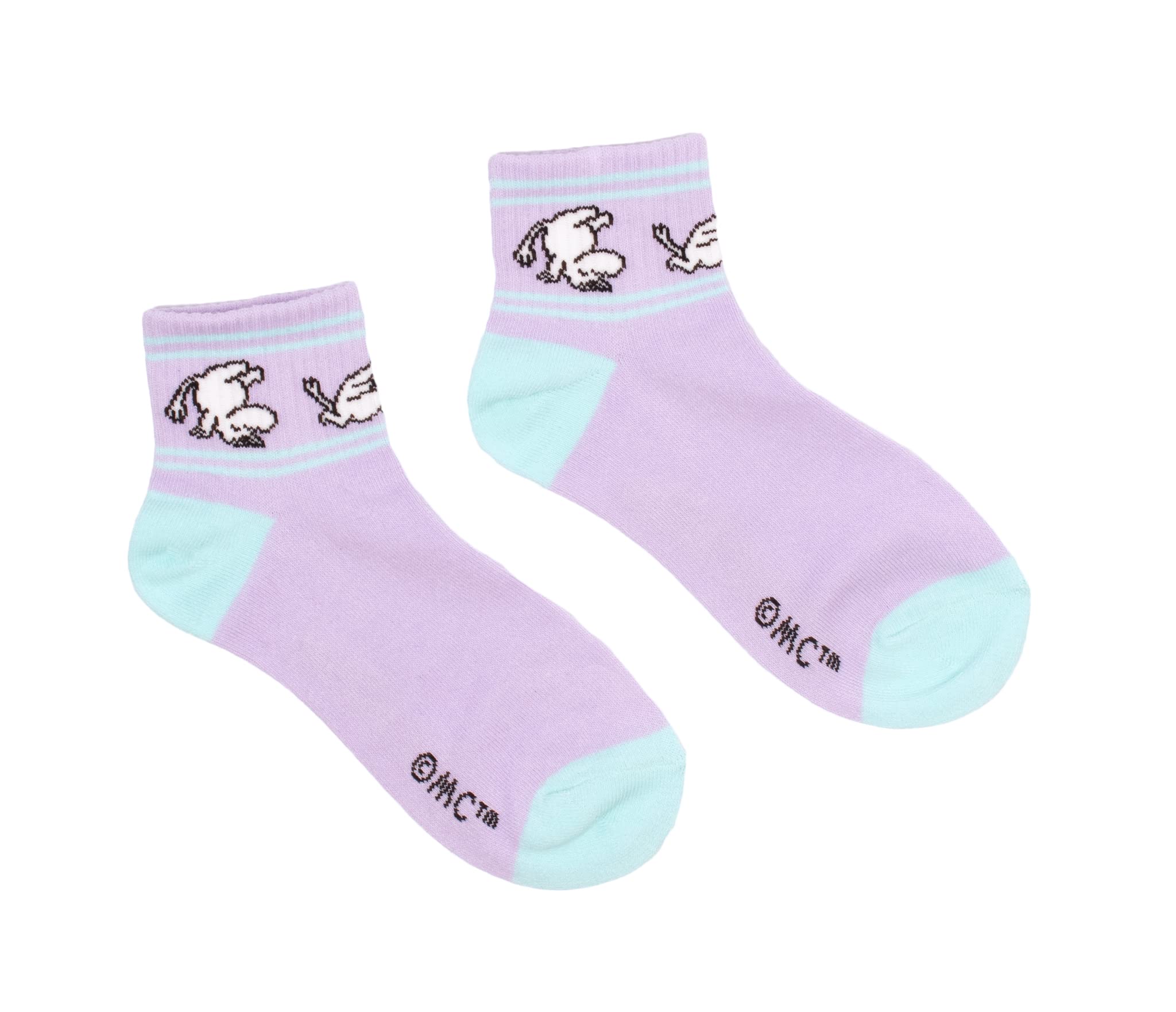 Nordicbuddies Unisex Lilac, Turqoise Moomintroll Ladies Moomin Retro Ankle Socks, Purple, Eu36-42