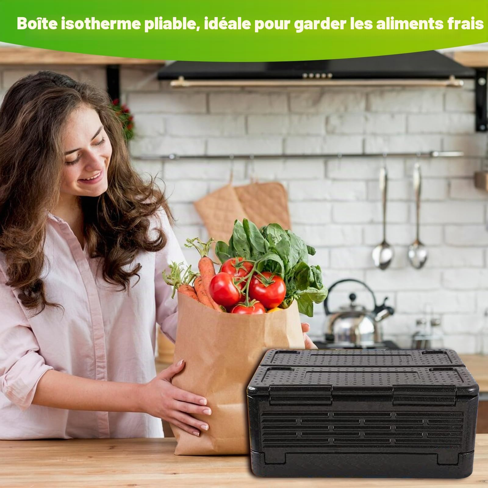 Boîte Isotherme Pliable, Boite Thermique avec Couvercle Intégré, Multifonction Glaciere Isotherme pour Camping, Pique-niques, Transport des Aliments