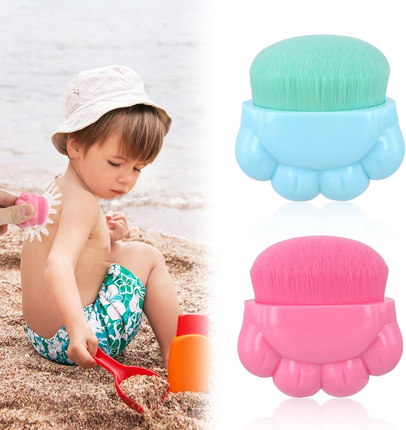 2 stuks Zonnebrand Applicator Kids, Zonnebrand Applicator Kind, Zonnebrand Buddy Brush, Borstel Cleaning Pad, Make-up borstel, Foundation Brush, Stichting