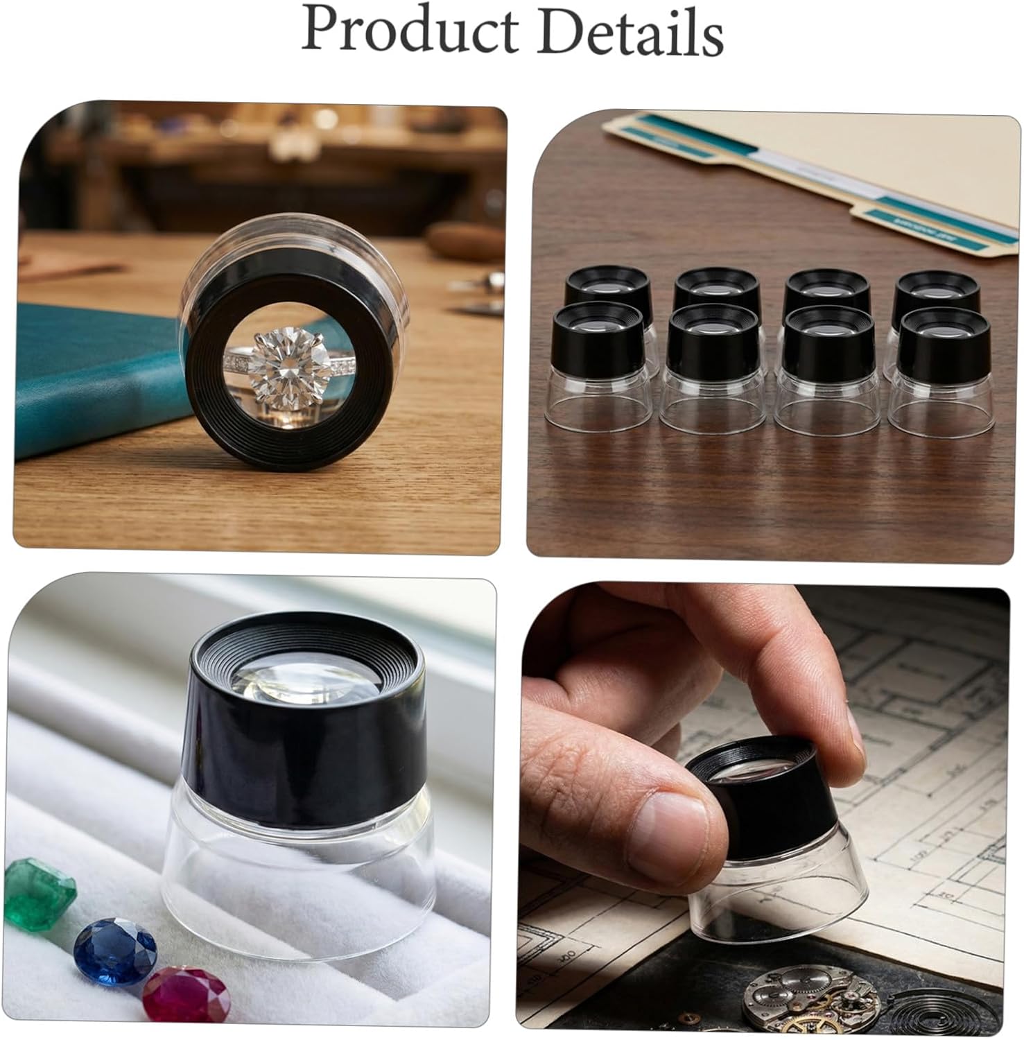 8 Piece Jewelry Magnifier Loupe 10x Glass for Watch Repair