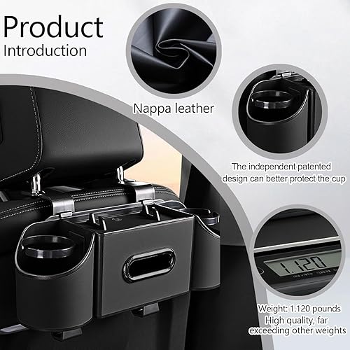 Miniatura 3 de Organizador de asiento trasero de automóvil, 4 en 1, caja de almacenamiento multifuncional para asiento trasero de automóvil con soporte para vasos