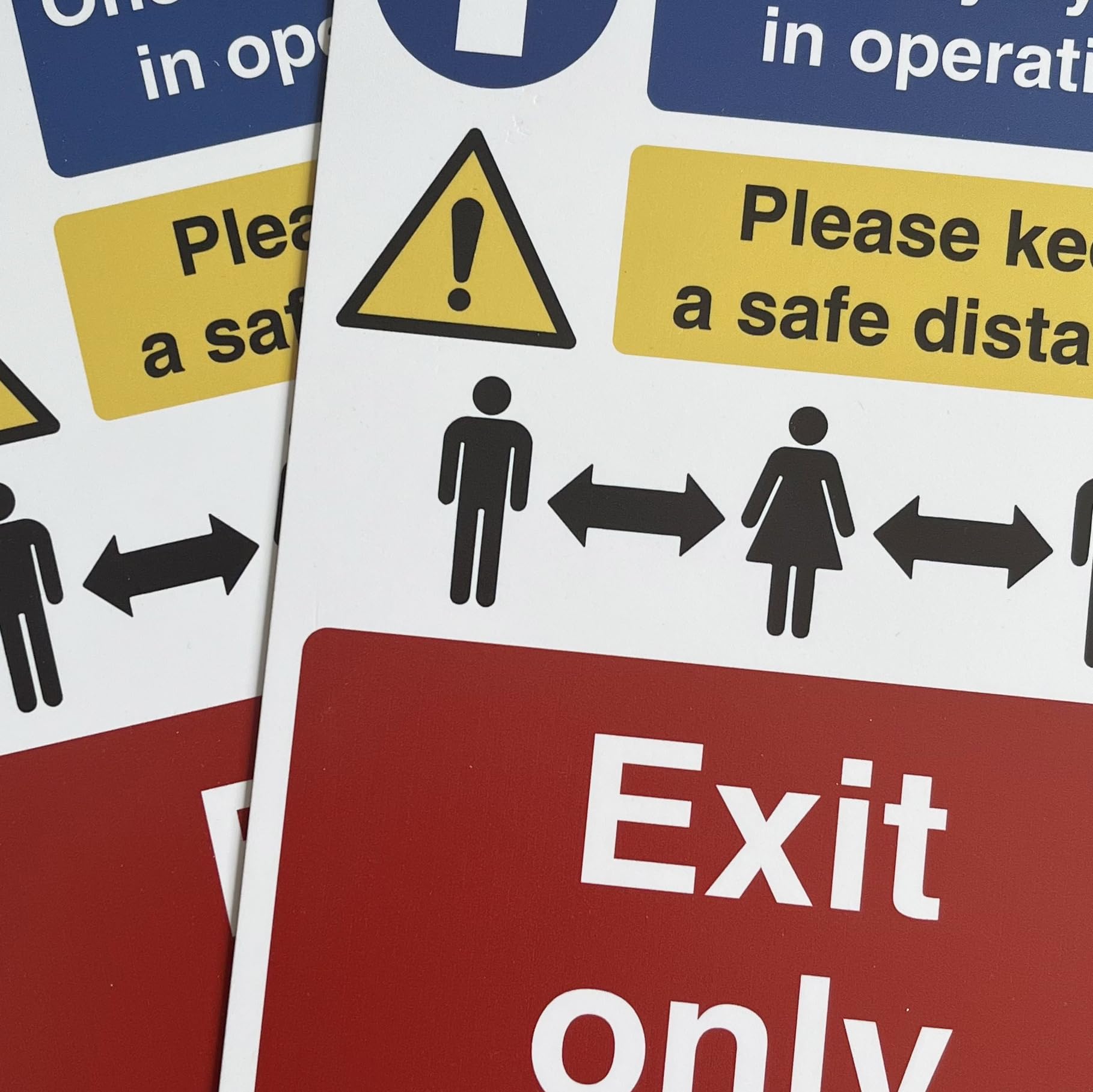 Exit Only, One way system in operation Sign, Social distancing, A3 420x297mm, 1mm Rigid Plastic, Mandatory Virus Protection Safety