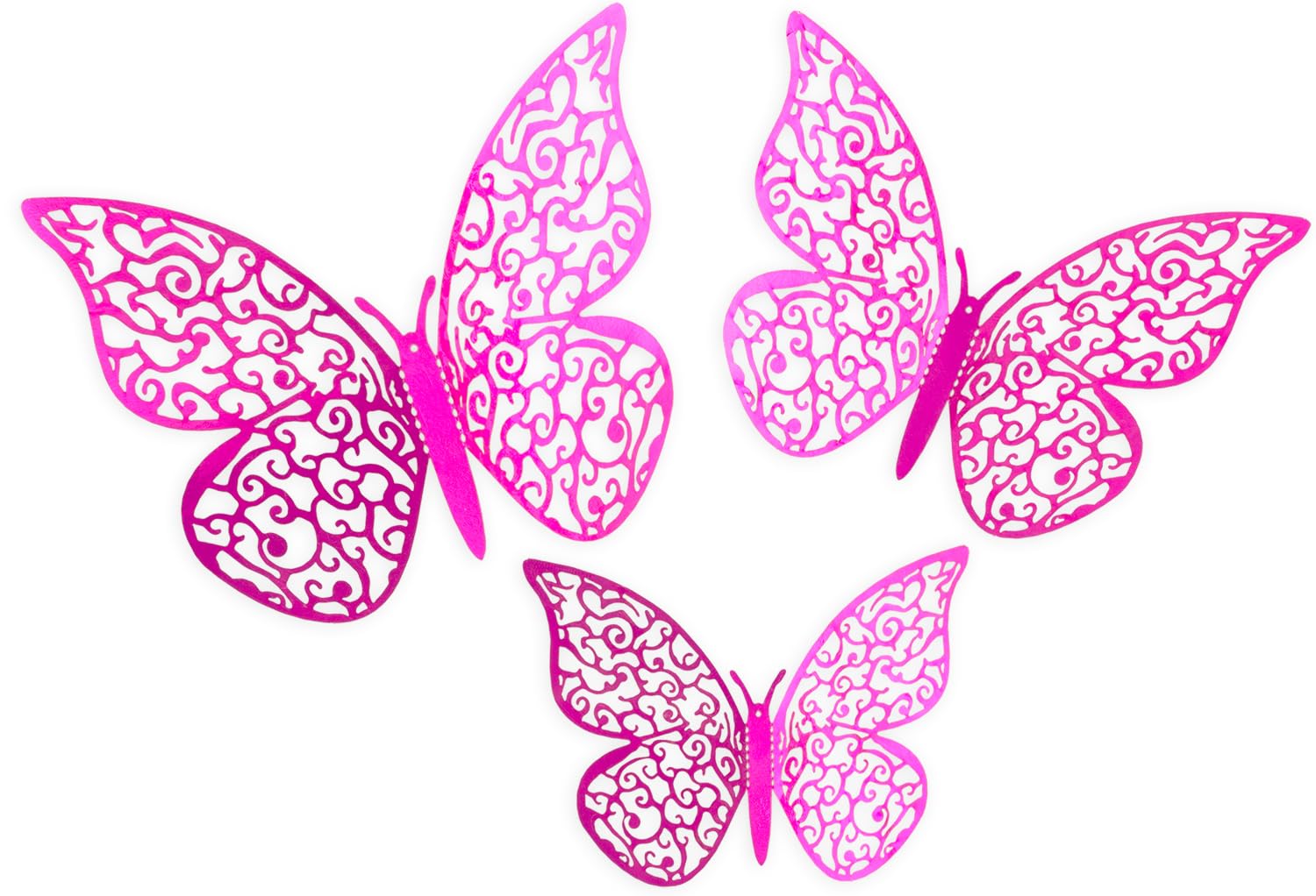Oaktree Fuchsia Pink 3D Adhesive Butterflies Stickers X 12