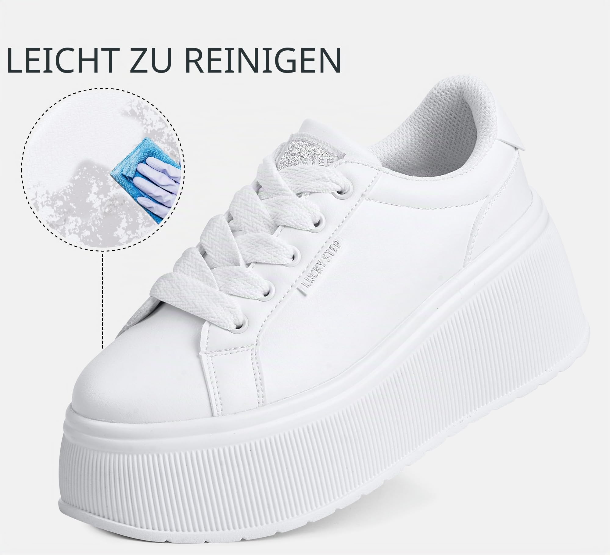 LUCKY STEP Damen Plateau Sneaker | Klassische Keilabsatz Leinwand Freizeit Flache Retro Laufschuhe