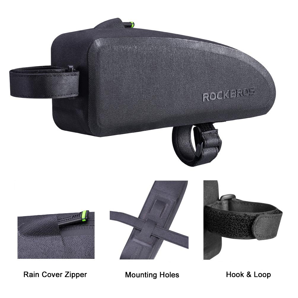 Sacoche De Cadre Rockbros Pour Vélo - Étanche, Noir, Petite (1L) - Avec étui Téléphone 6,5"