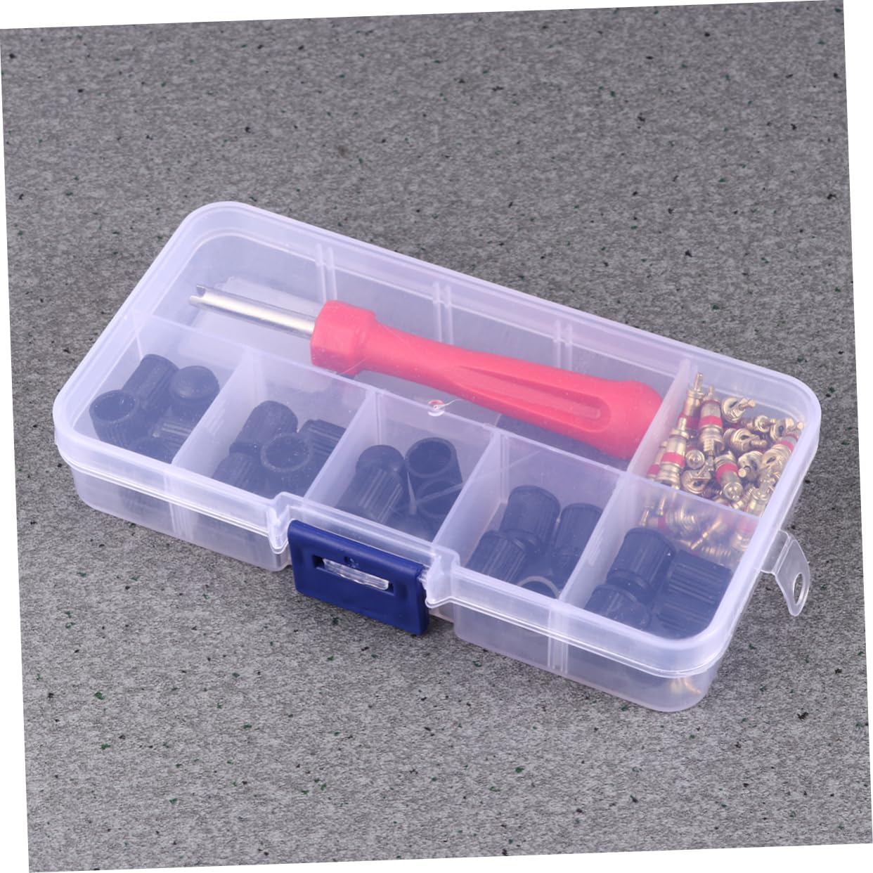 Amosfun 61Pcs Valve Stem Core Removal Tool Set for Tire Repair and Installation Durable Tire Core Wrench for Motorcycles and Bikes Practical and Easy to Use