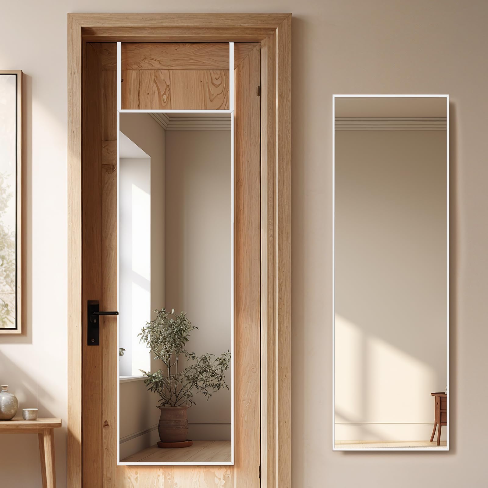 Warmiehomy Full-Length Mirror - White Wall-Mounted, 28x78cm Metal Frame for Living Room or Dressing Room
