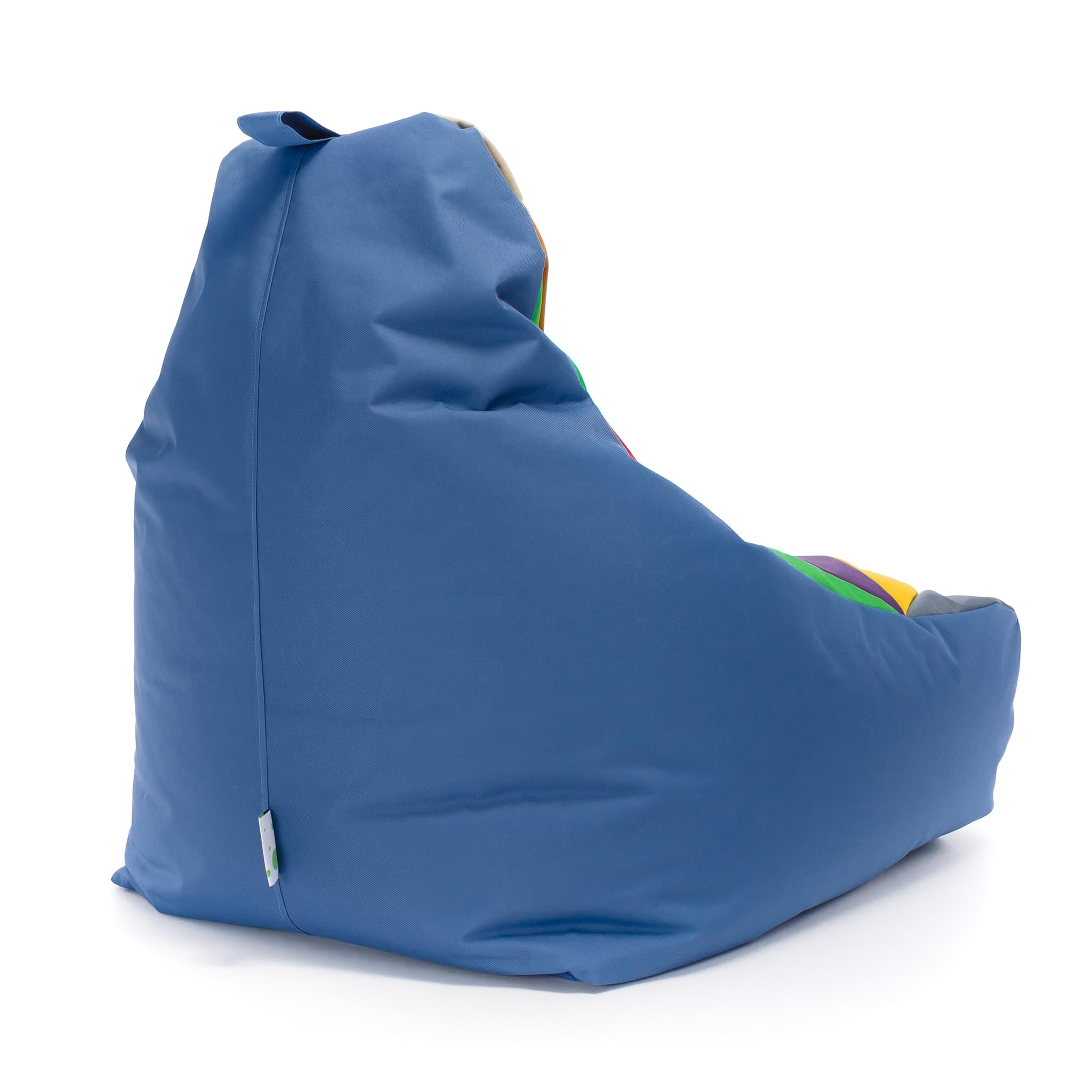 Ecopuf - Pouf Keiko Patchwork Poltrona da Esterno Impermeabile - Pouf Imbottito in Palline di Polistirolo - Relax Soggiorno - M - 100x80x85 cm, Miscela/Blu