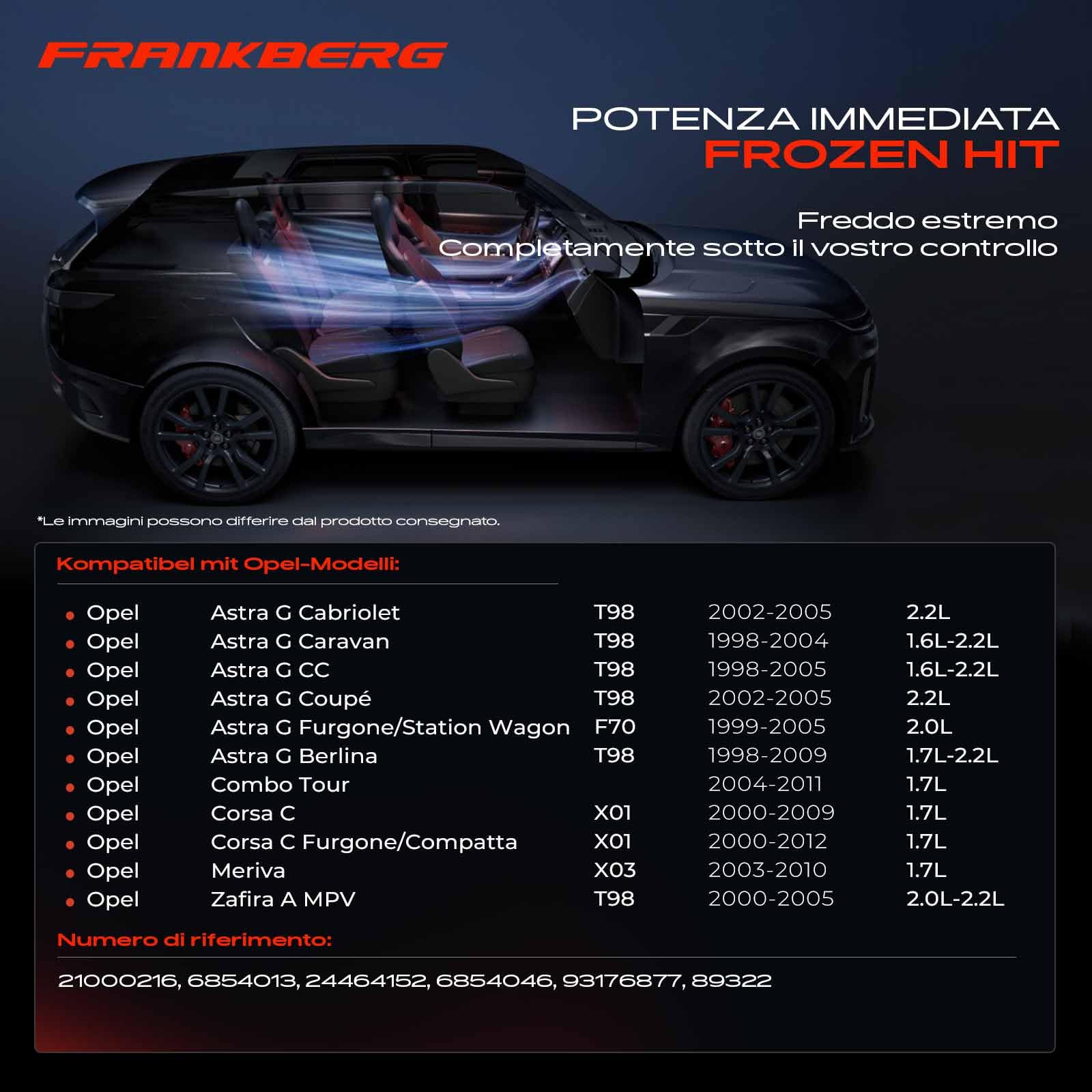 Frankberg Compressore aria condizionata con frizione Compatibile Corsa C X01 Astra G T98 F70 F35 Meriva X03 Zafira A T98 Combo