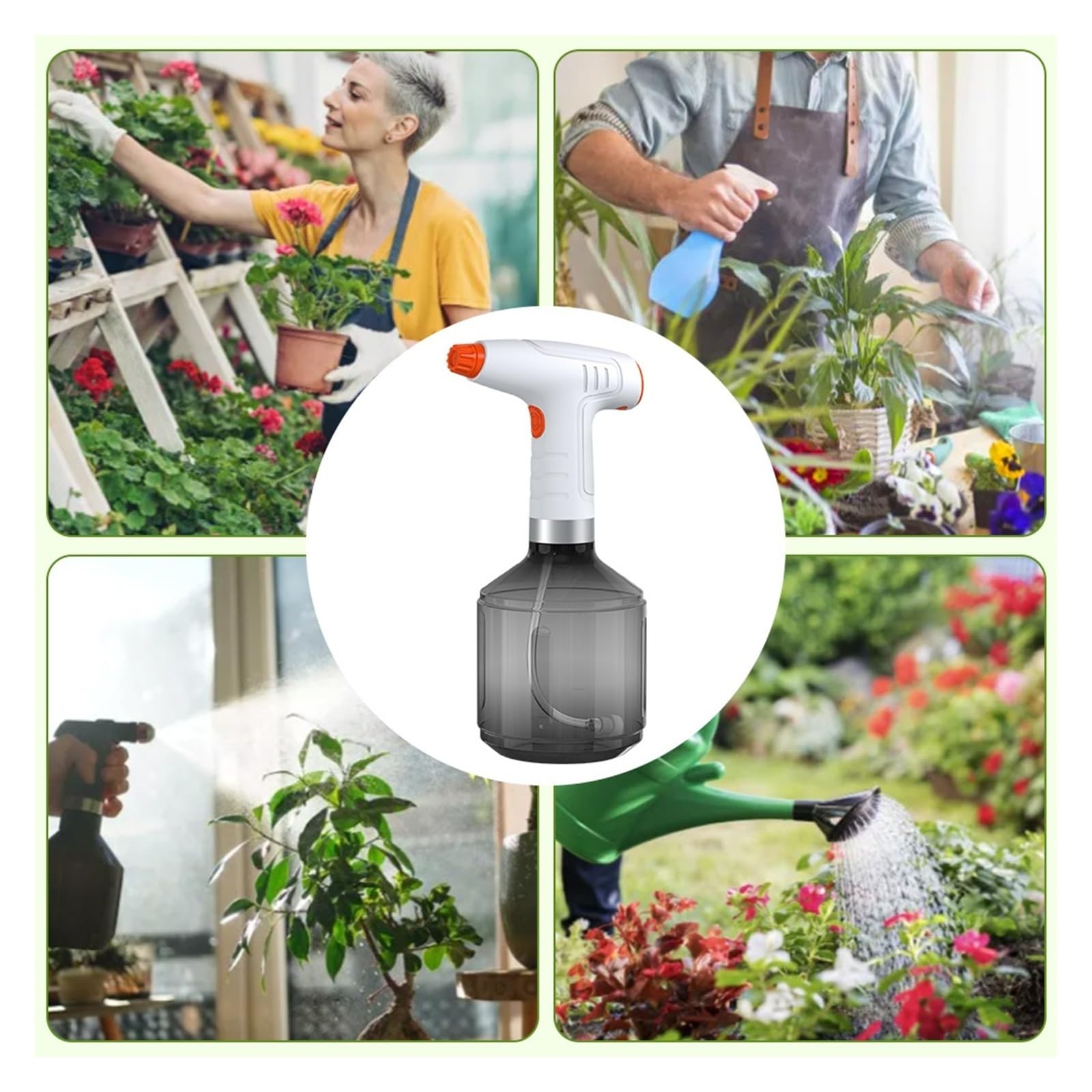 Rociador de jardín, Botella pulverizadora eléctrica de 900ml, máquina riego for Plantas, automático(Nero)