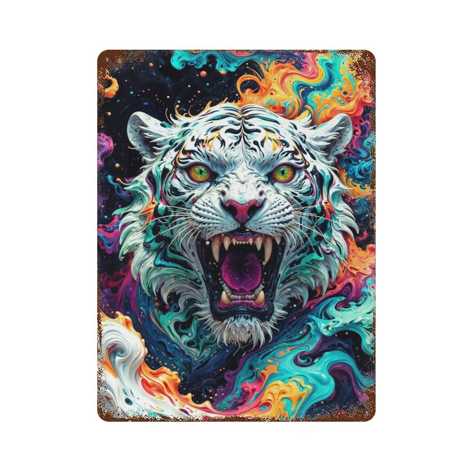 The White Tiger 15.7"x11.8" Decorative Tin Sign, Classic Wall Plaque for Cafe, Home Bar And Lounge Decor