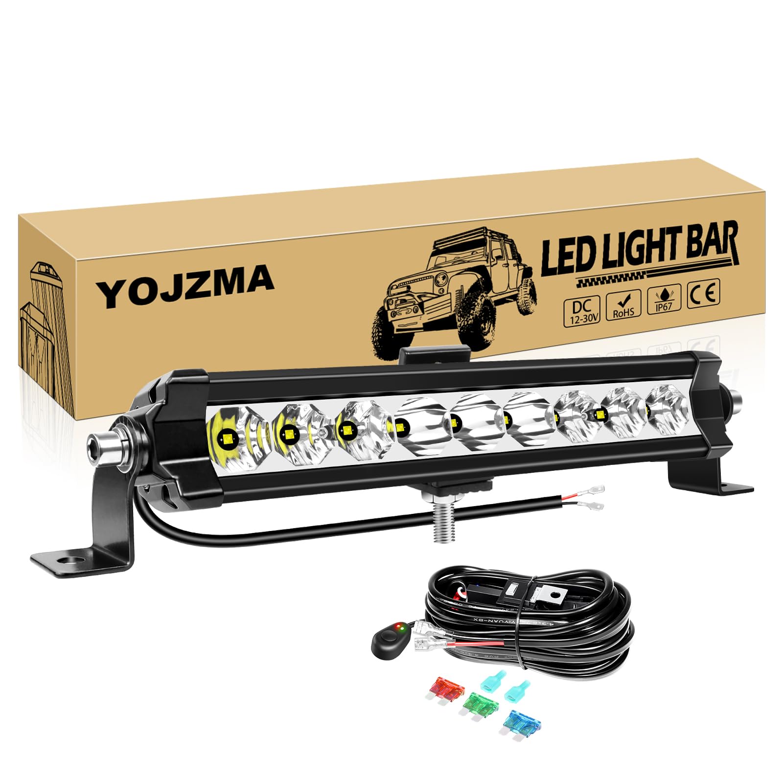 Listwa LED 11 cali 28 cm 30 W z kablem 18AWG, Spot/Flood Combo 3000 LM, światła robocze/jazdy, do samochodów ciężarowych, pickup, samochodów, SUV, ATV, UTV, 4 x 4, łodzi, kampera, wózka