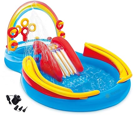 Styxon Rainbow Ring Inflatable Swimming Pool Play Center Bath Tubs for Adults Spa with Electric Pump, 117