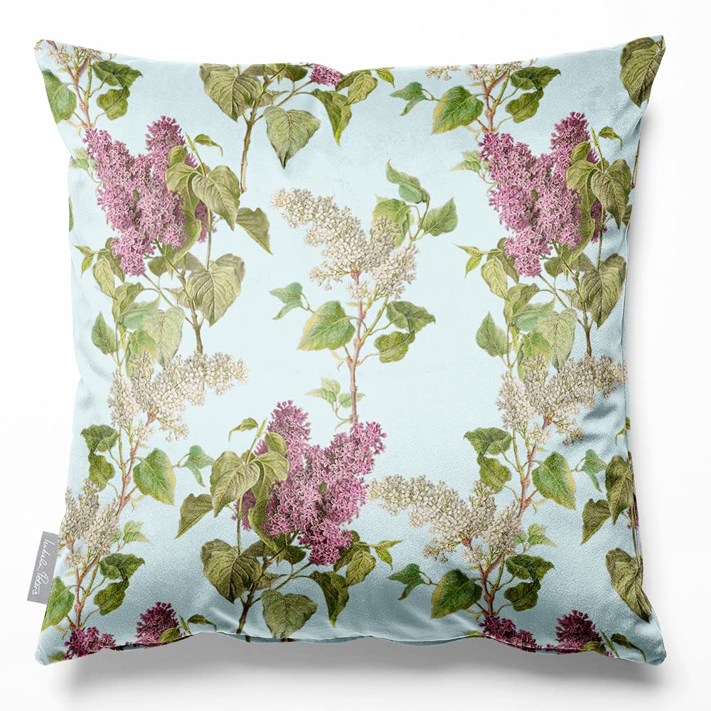 Izabela Peters Evening Garden - Duck Egg Blue Velvet Cushions - Eco-Friendly, Filled, 45 Cm, Duck Egg Blue - Chair, Sofa & Seat Cushions