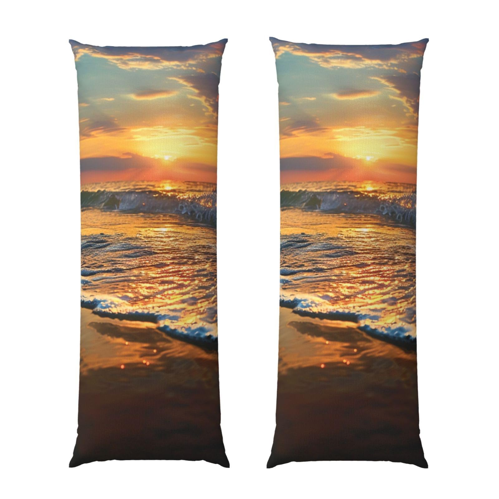 Body Pillow Cover 20x54 Inch, Beach Wave Sunset Print Long Lumbar Pillow Case with Zipper Long Body Pillowcase Decorative for Bed Sofa Bedroom