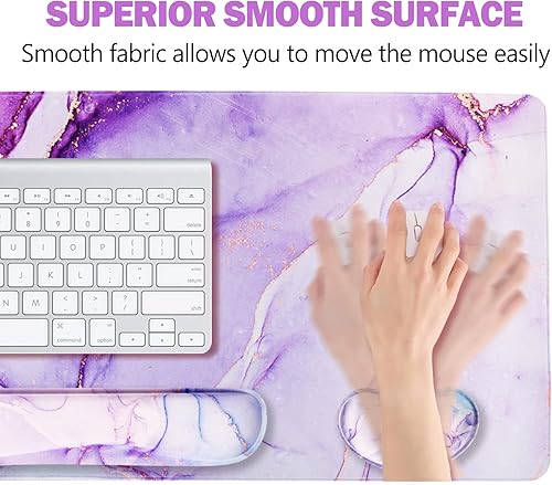 Miniatura 11 de ARTSO Juego de alfombrillas de mouse grandes para juegos, soporte para reposamuñecas para teclado + cojín de muñeca para mouse + alfombrilla de