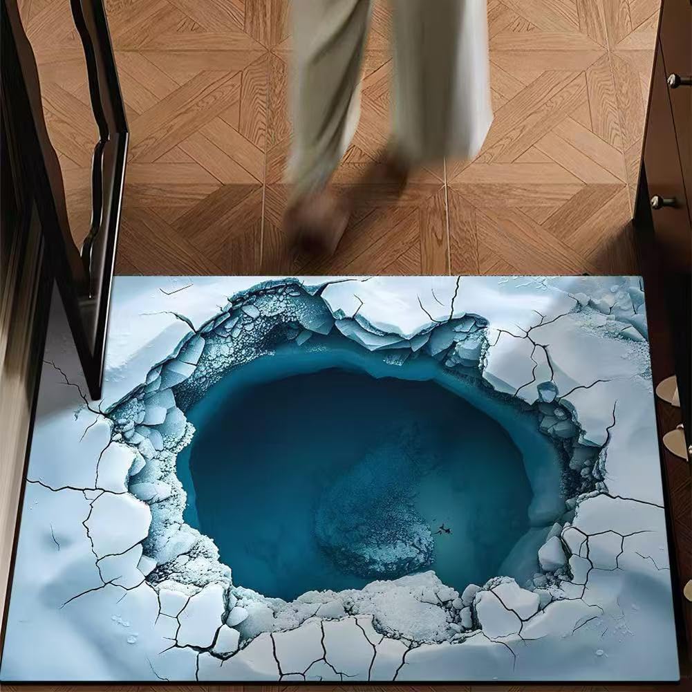 2026 New 3D Hole Illusion Rug, 3D Carpet Bottomless Hole Optical Illusion Area Rug, Vortex Illusions Door Mat, Non Slip Washable, Entryway Rugs