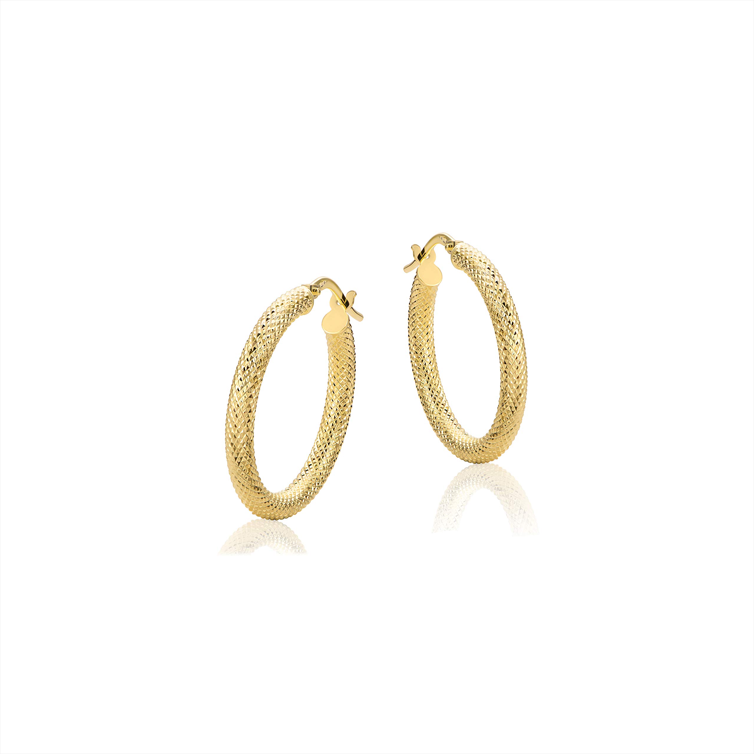 PRINS JEWELS Diamantierte Creolen 14 Karat 585 Gelbgold (20)