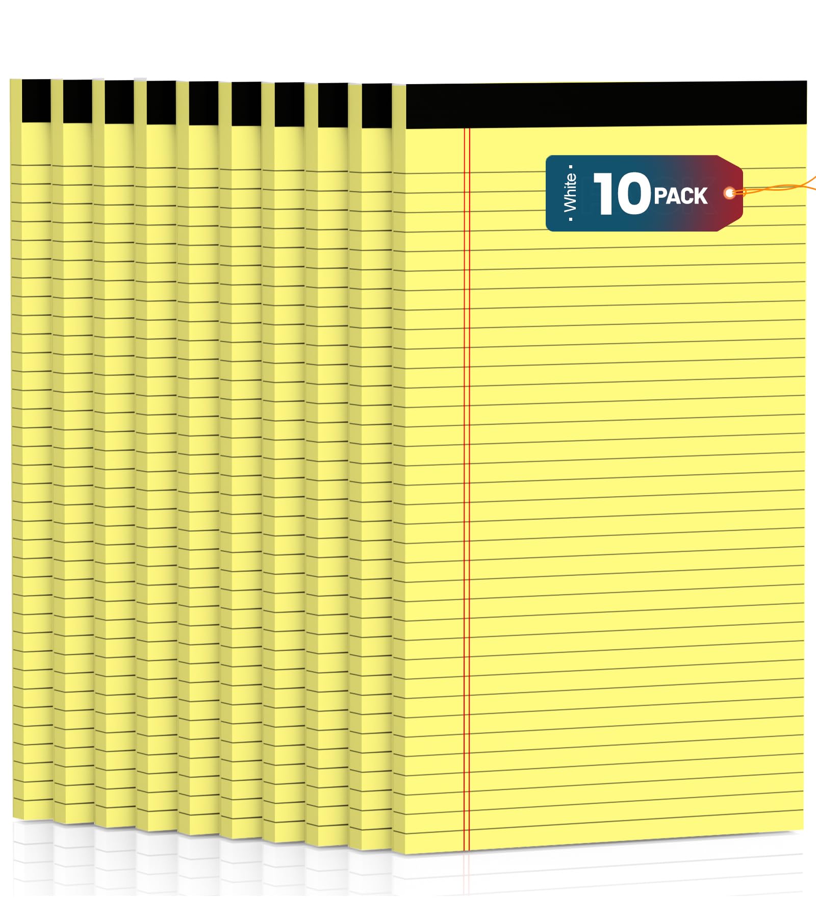 Legal Pads - Blocchi per appunti, 21 x 30 cm, confezione da 10 blocchi a righe larghe, blocco note micro perforato, blocchi di carta stampati a righe su entrambi i lati, 30 fogli per blocco note