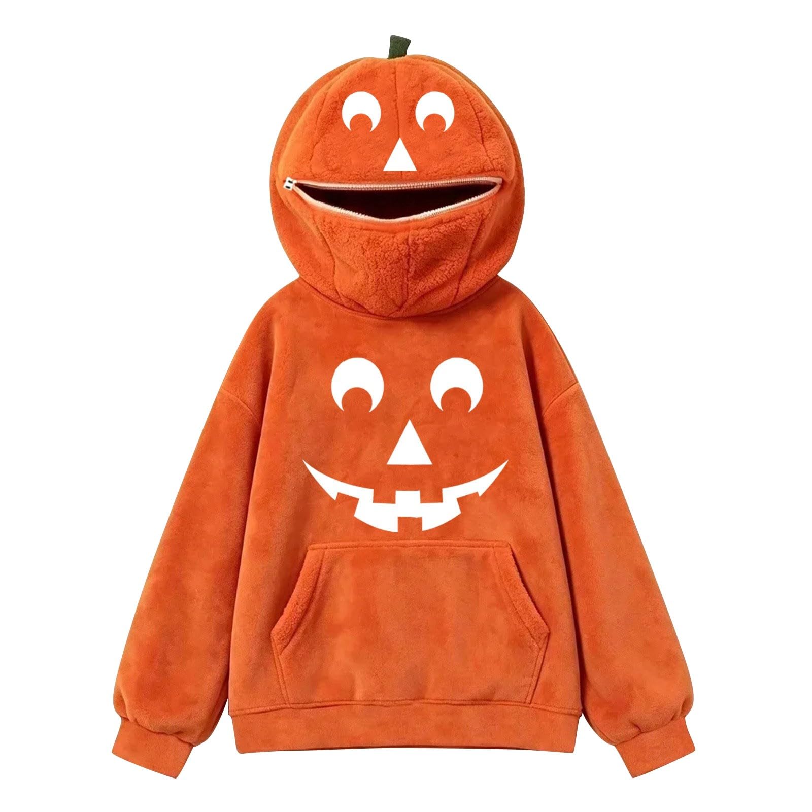 Sudadera con capucha de calabaza mullida para niñas