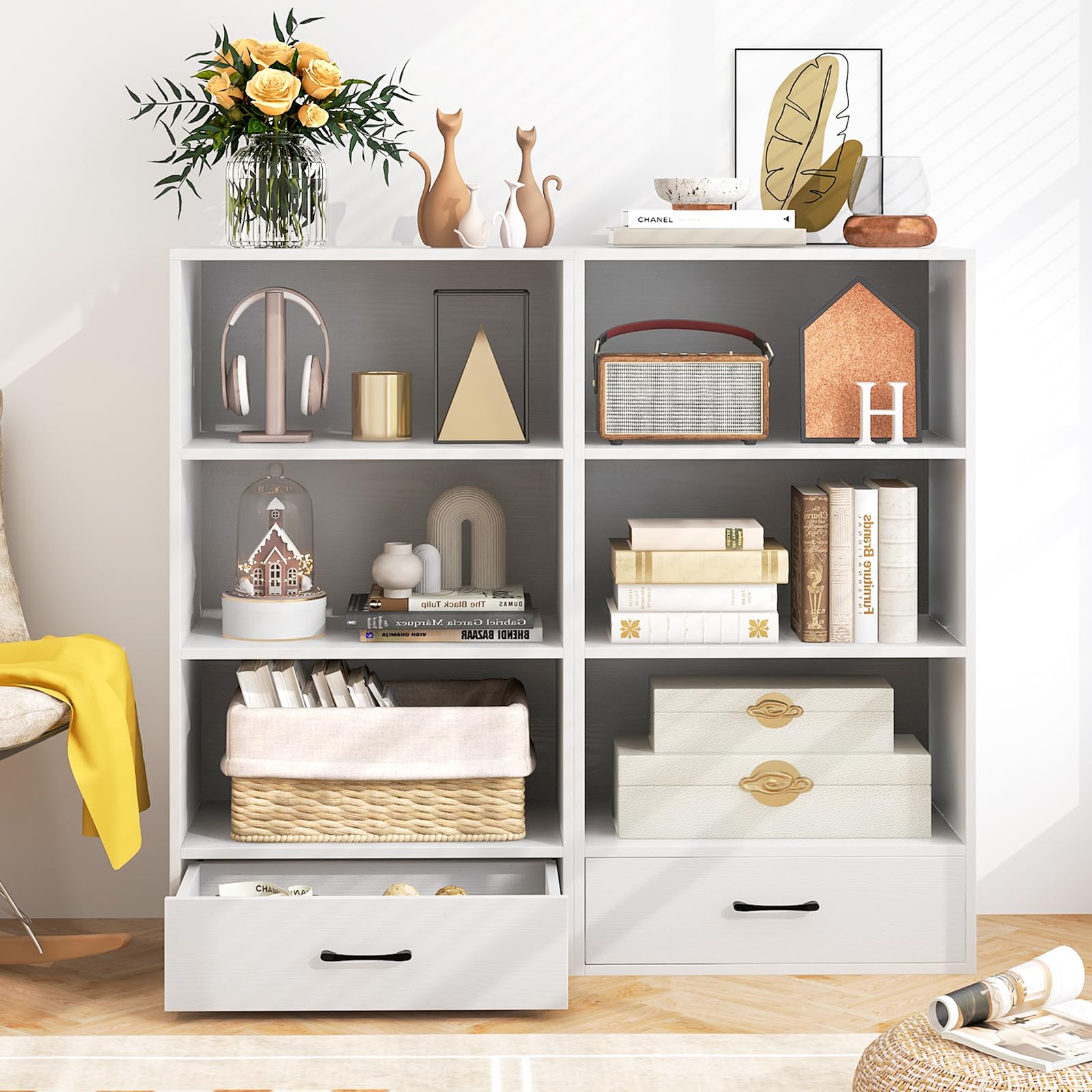 Amazon.com: Giantex 4 Tier Bookcase with Drawer, 48'' Tall Floor