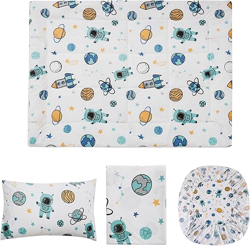 Miniatura 4 de JSD Astronaut - Juego de ropa de cama de 4 piezas para niños pequeños, juego de edredón de microfibra estampada para niños, incluye sábana encimera,
