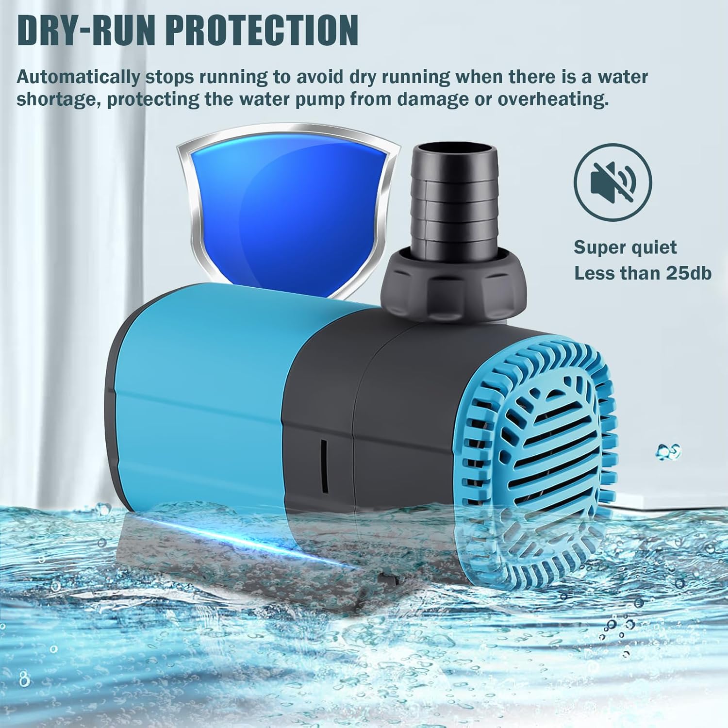 LYPHARD AQUARIUMS 930GPH Submersible Water Pump 25W with Controller DC 24V, Adjustable High Lift 16FT Pond Pump for Fountain, Aquarium, Fish Tank, Hydroponics, Waterfall