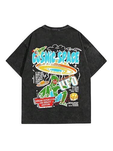 SOLY HUX Men's Graphic Tees Y2K Alien T Shirts Vintage Shirts 90s Oversized Streetwear Tops