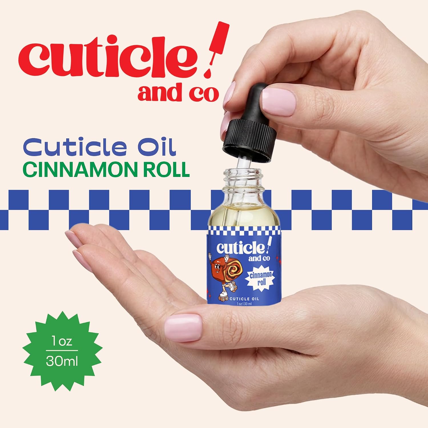 Cuticle & Co Cinnamon Roll Scented Cuticle Oil 1 Oz | Fast-Absorbing Nail Oil for Manicure & Pedicure Care, Dry Cuticles, Nails & Skin with Jojoba, Vitamin E