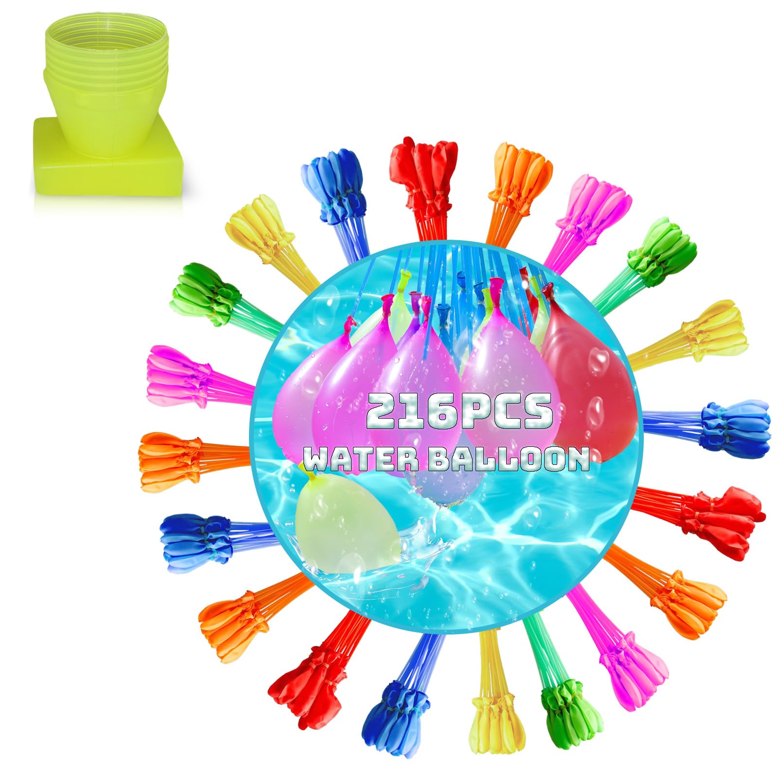 216Pcs Water Balloons for Kids,Water Balloon Self Sealing Quick Easy Fill,Colorful Splash Water Balls Bombs for Kid Adults Outdoor Garden Beach Family Gatherings Pool Party Fight Water Toy